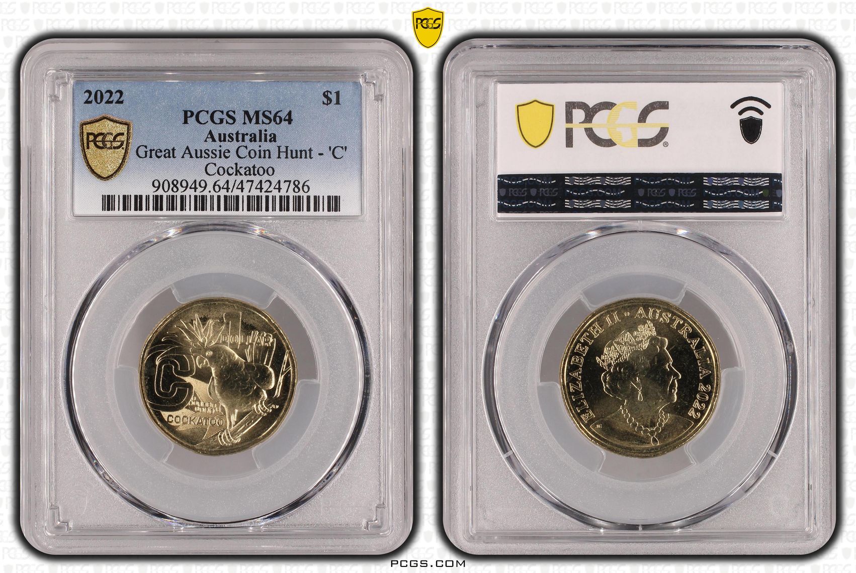 Great Aussie Coin Hunt - 'C', One Dollar, 2022, PCGS MS 64