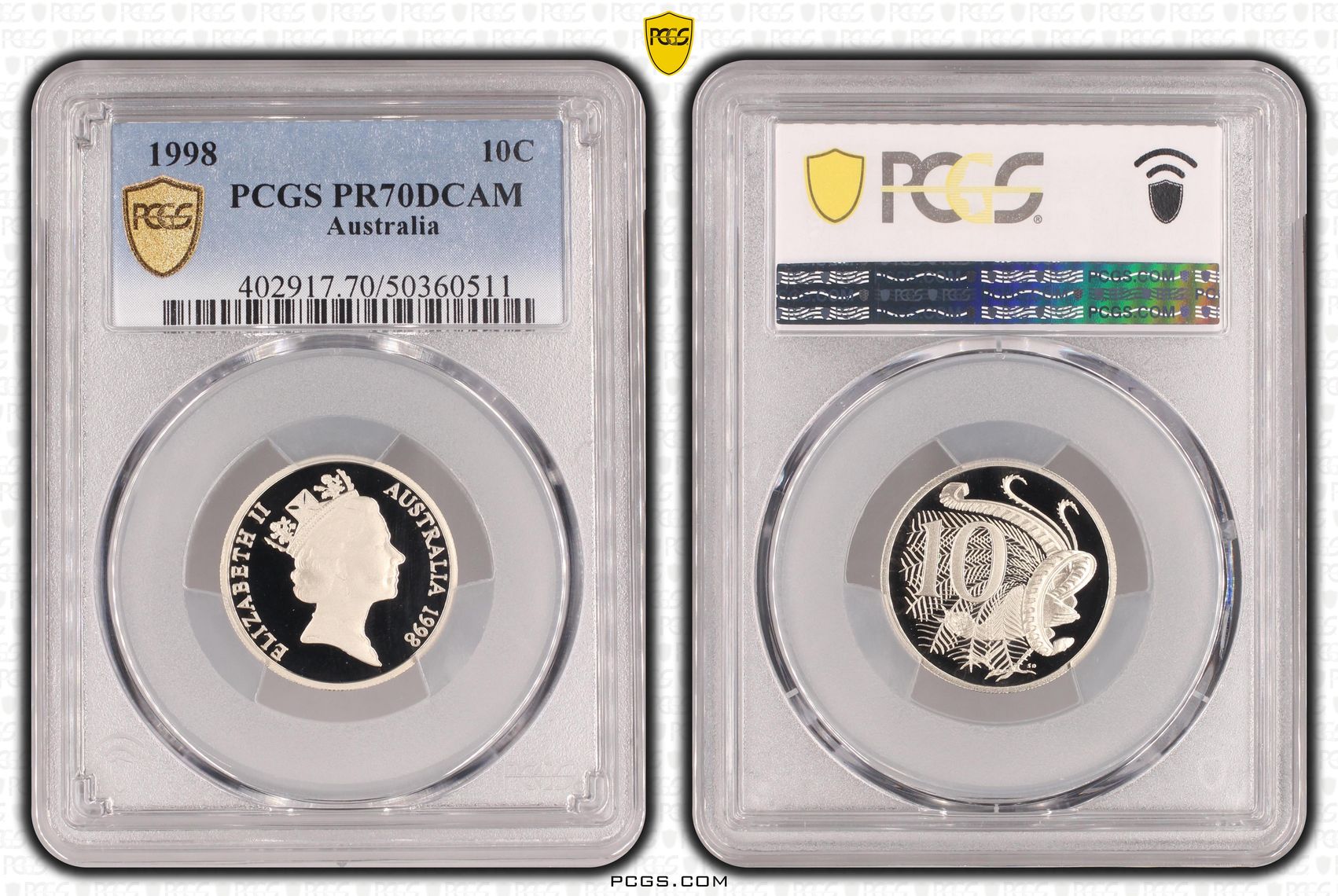Ten Cent, 1998, Pcgs Pr70dcam