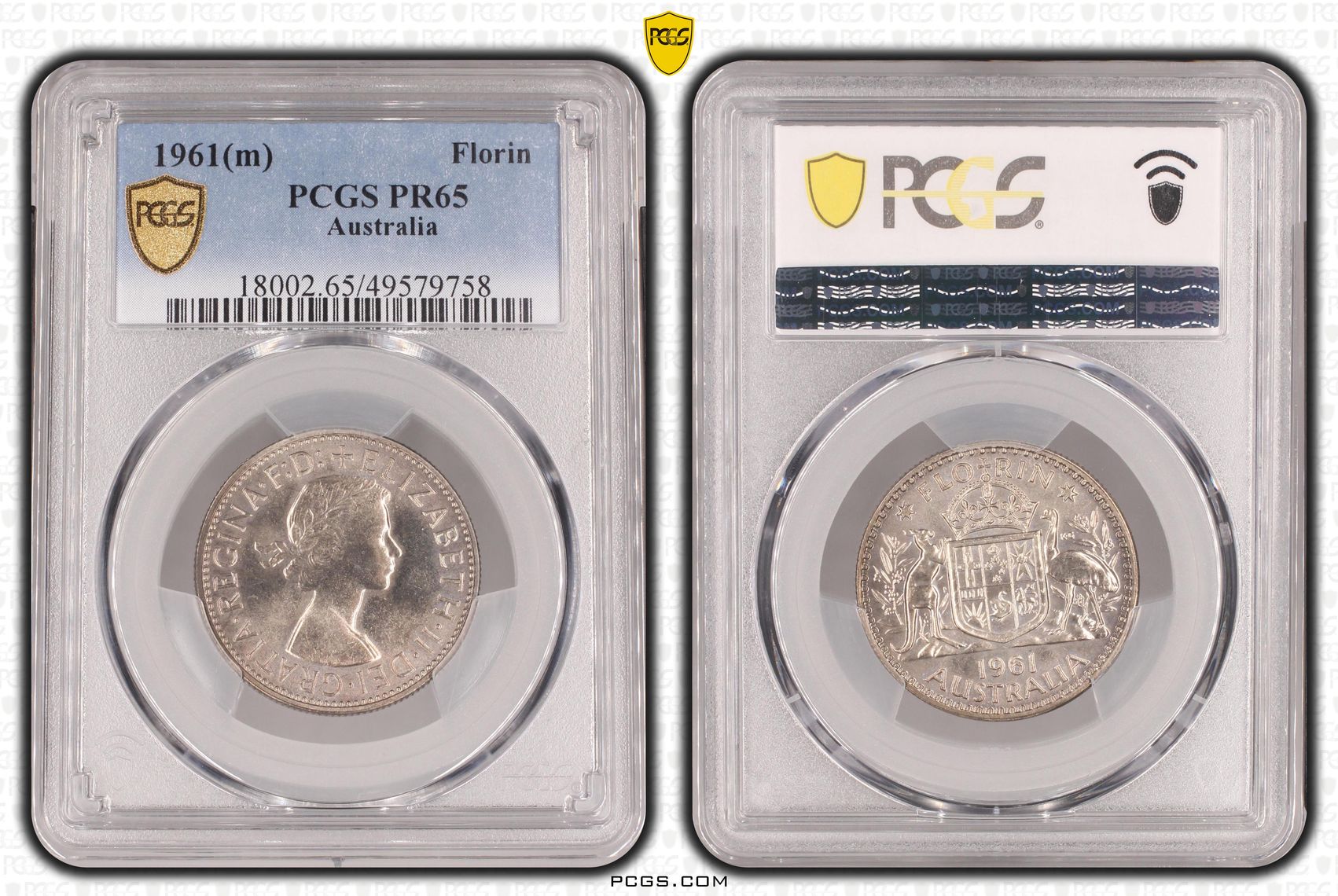 Elizabeth II, Florin, 1961, PCGS PR65