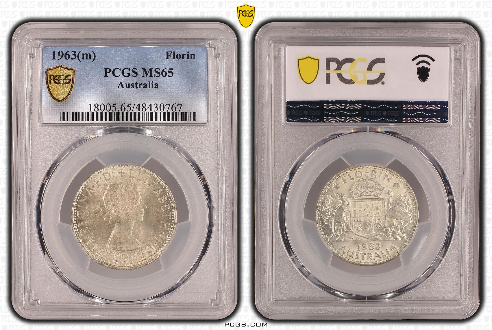 Elizabeth II, Florin, 1963(m), PCGS MS65