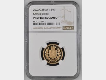 2002 PROOF GOLD SOVEREIGN PF69 UCAM ELIZABETH II