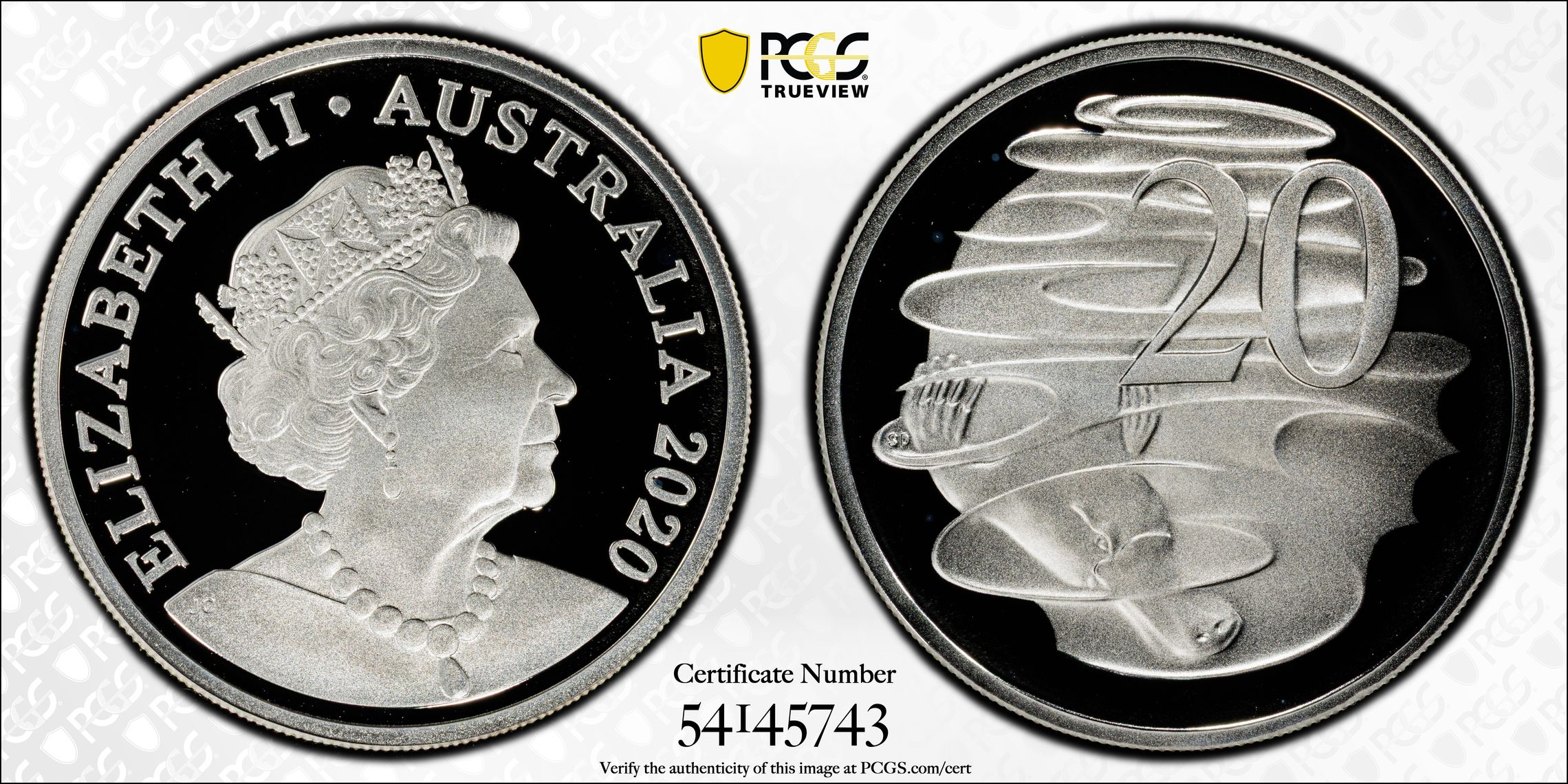 Silver, Twenty Cent, 2020, PCGS PR69DCAM