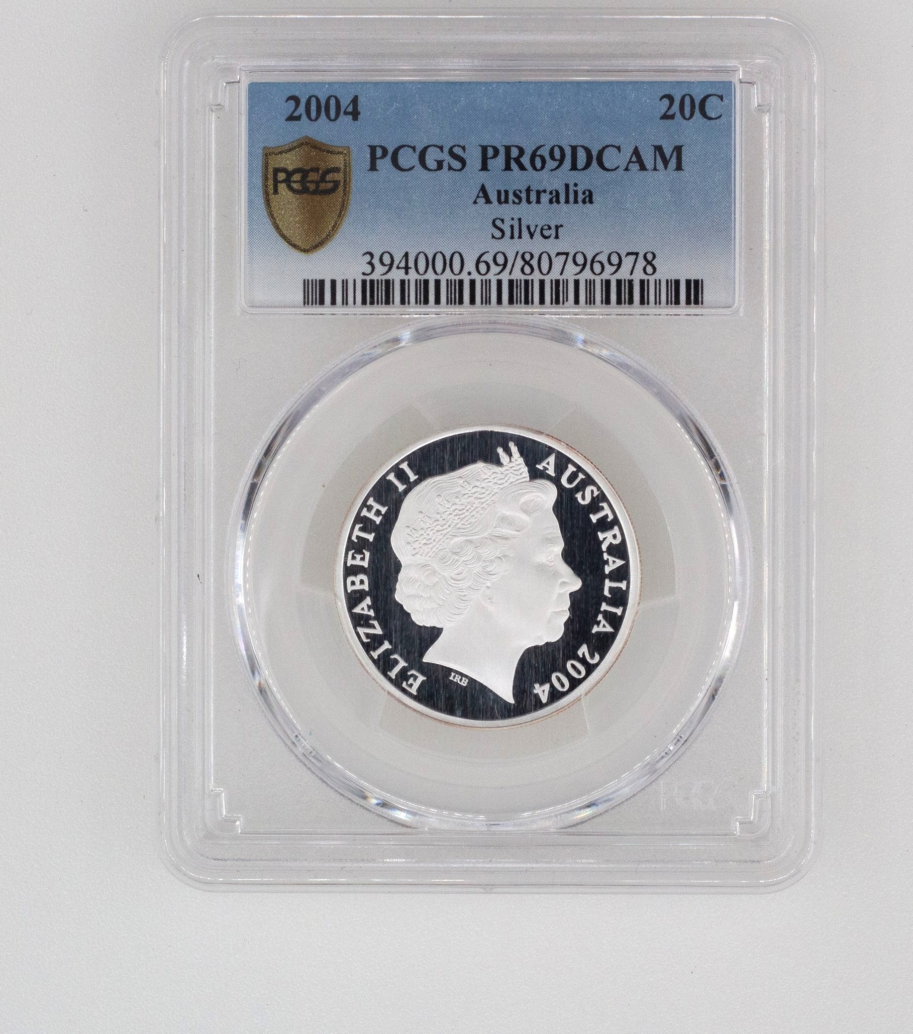 Elizabeth II, Silver, Twenty Cent, PR69DCAM , 2004