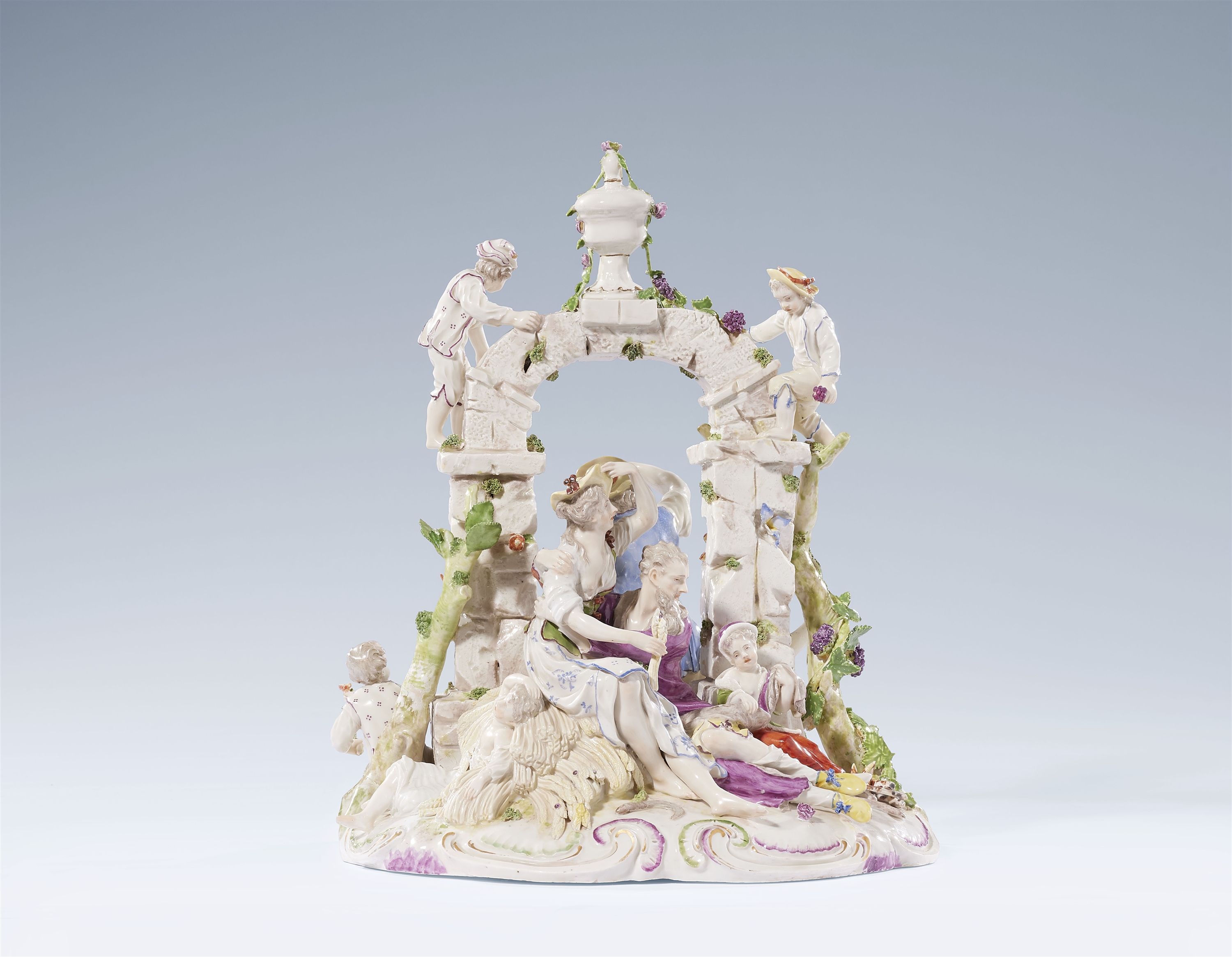 A large Ludwigsburg porcelain four seasons group by Jean-Jacques Louis