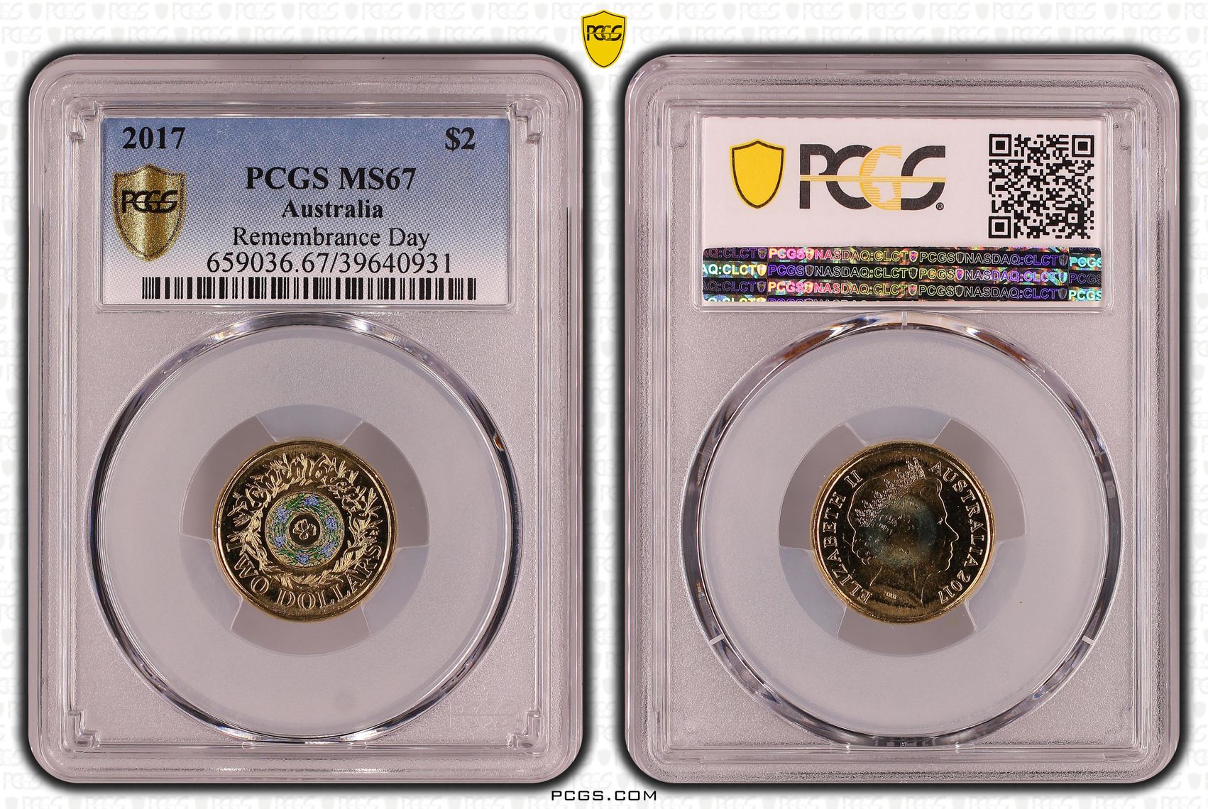 Remembrance Day Colorized, Two Dollar, 2017, PCGS MS67