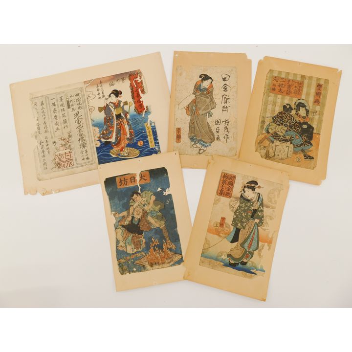 Box Antique Japanese Woodblcok Prints- 4pc