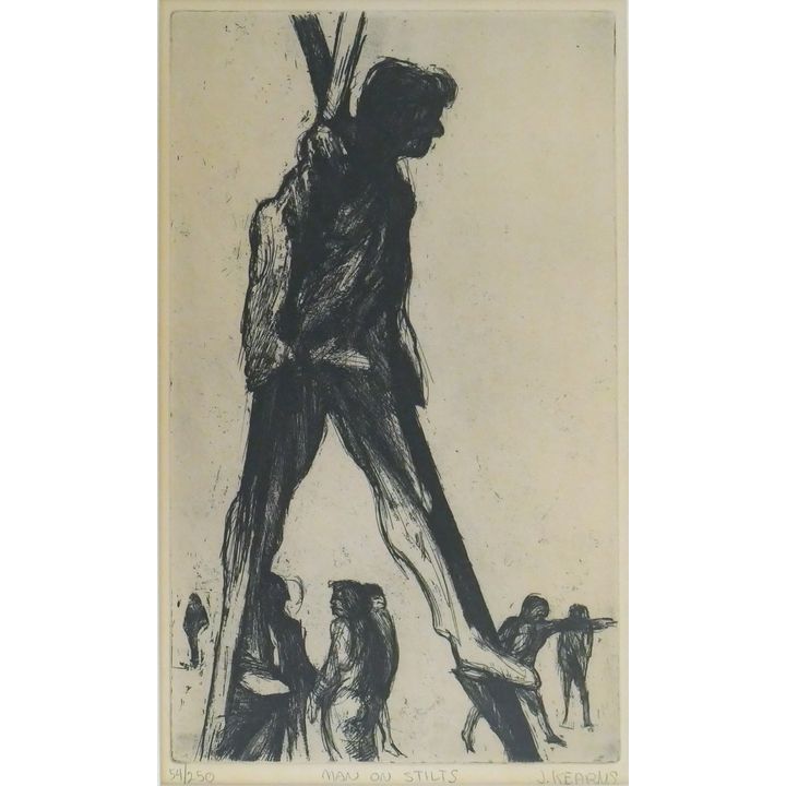 James Kearns ''Man on Stilts'' S/N Etching Matted 21''x15'' - AAA print