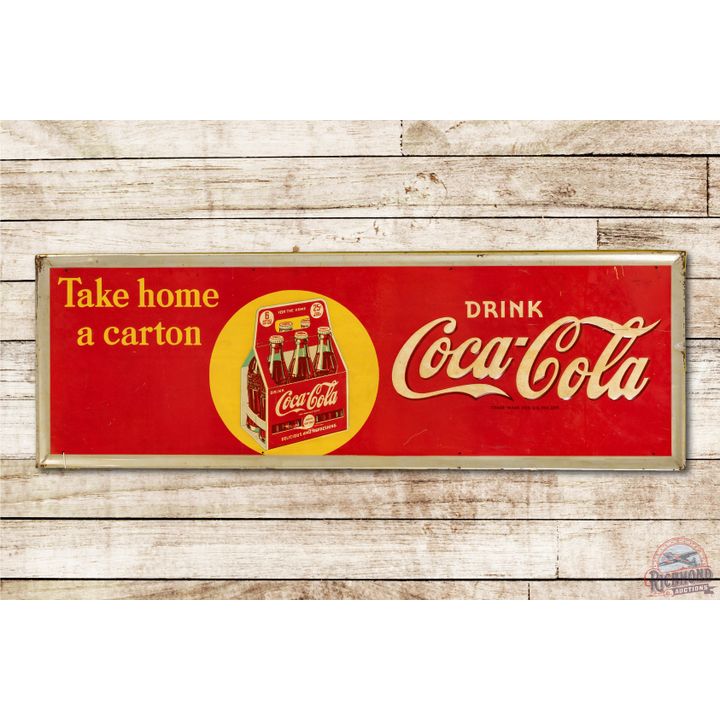 Drink Coca-Cola & Six Pack Embossed Metal Sign TAC 7.75