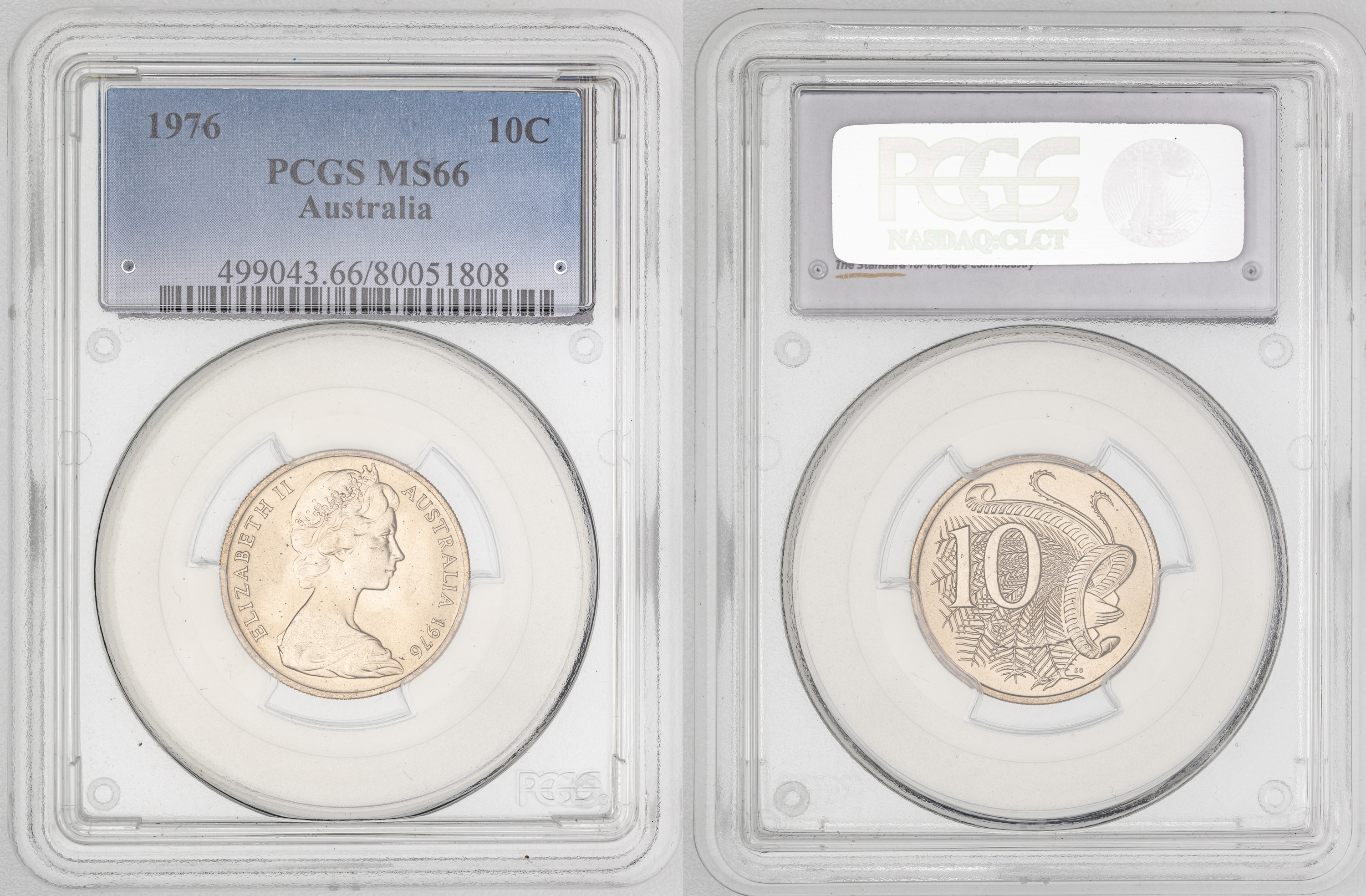 Elizabeth II, , Ten Cent, 1976, PCGS MS66