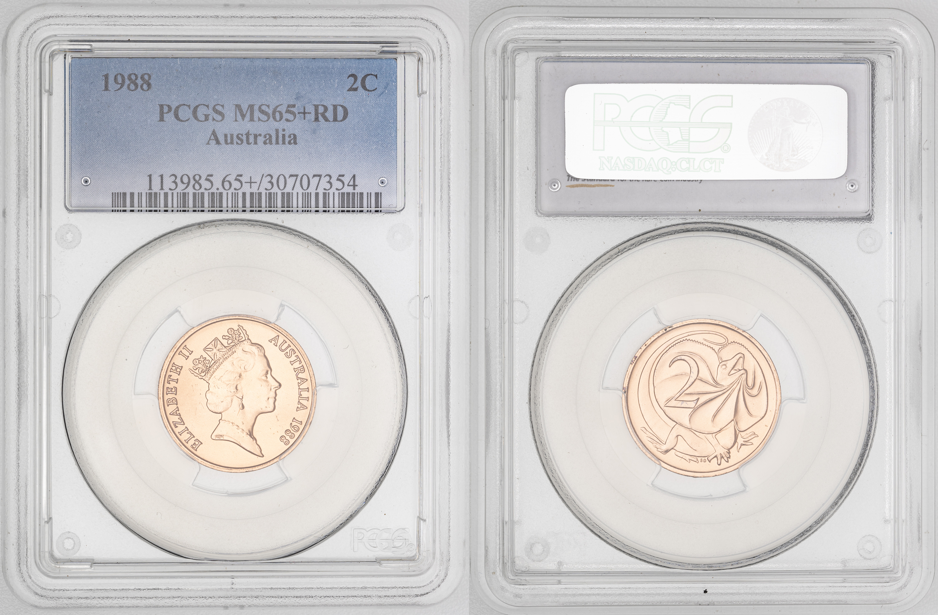136 · Elizabeth II,  , Two Cent, 1988, PCGS MS65+RD