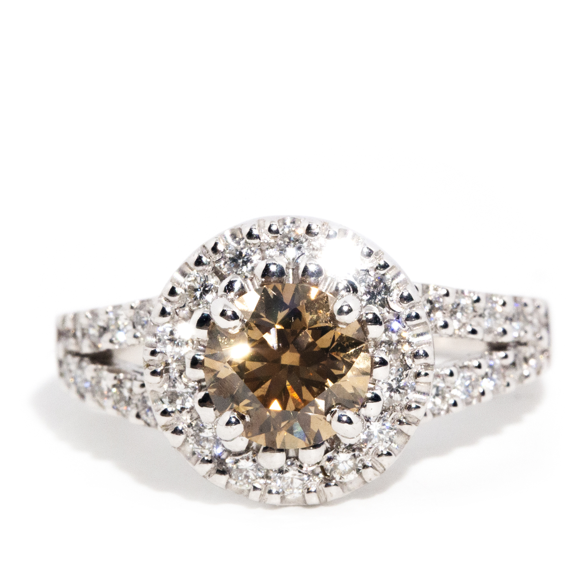303 · 1.05 Carat Round Brilliant Cut Diamond Halo Ring Contemporary