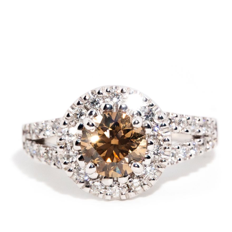 1.05 Carat Round Brilliant Cut Diamond Halo Ring Contemporary