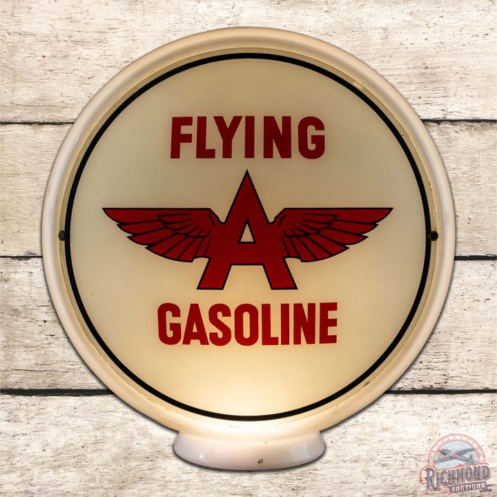 Flying A Gasoline 13.5" Single Lens w/ Wide Milk Glass Body Gas Pump Globe