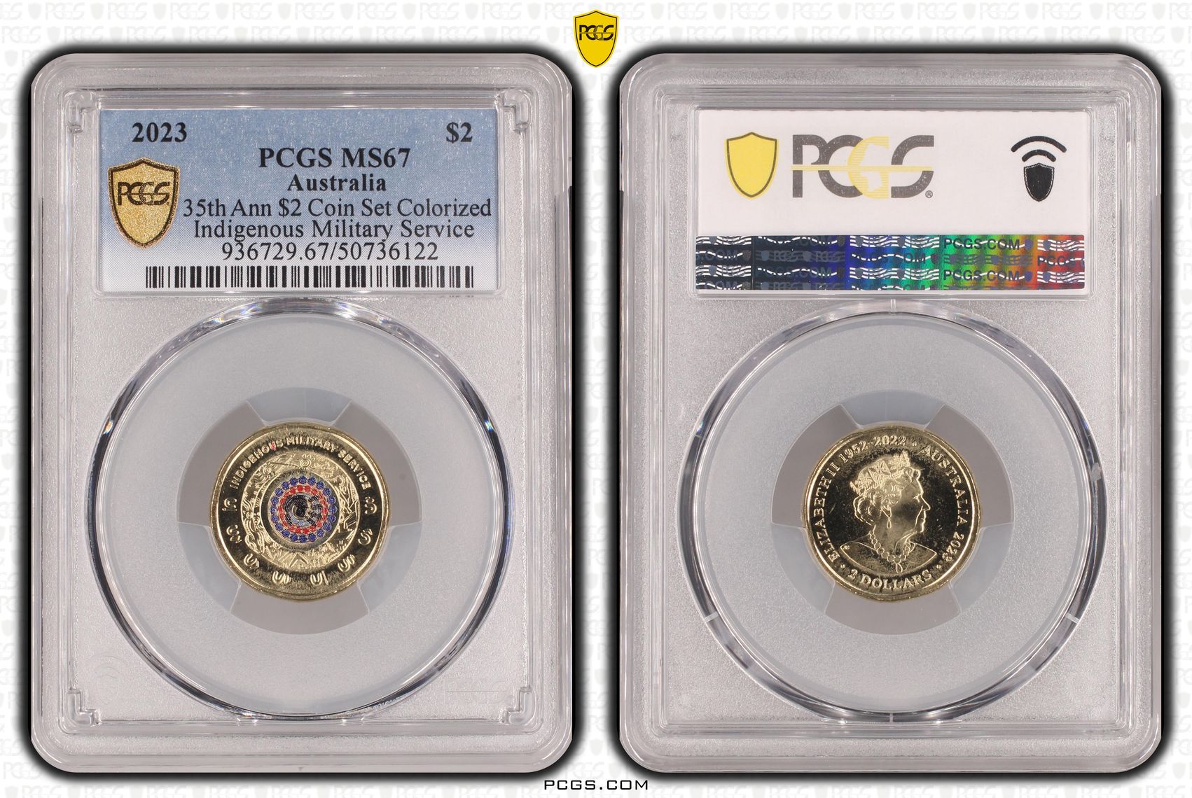 35th Ann $2 Coin Set Colorized - Indigenous Military Service , Two Dollar, 2023, PCGS MS67