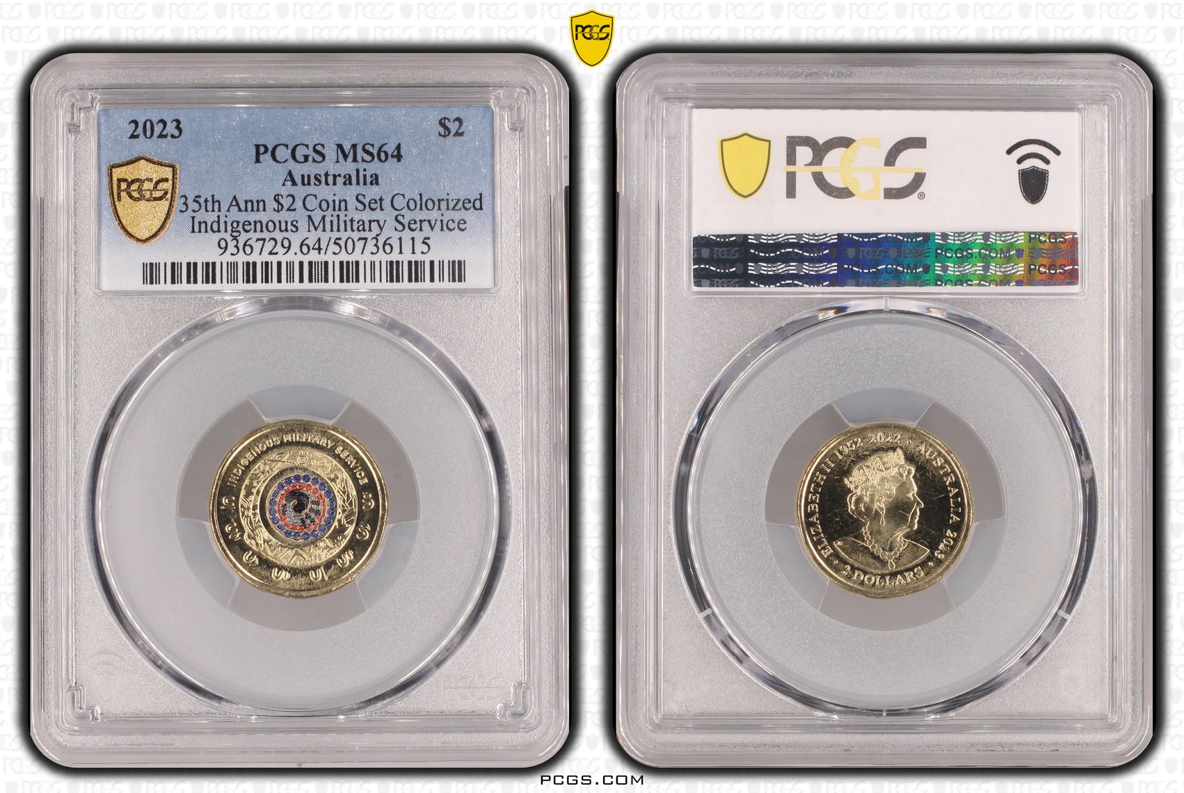 35th Ann $2 Coin Set Colorized - Indigenous Military Service , Two Dollar, 2023, PCGS MS64
