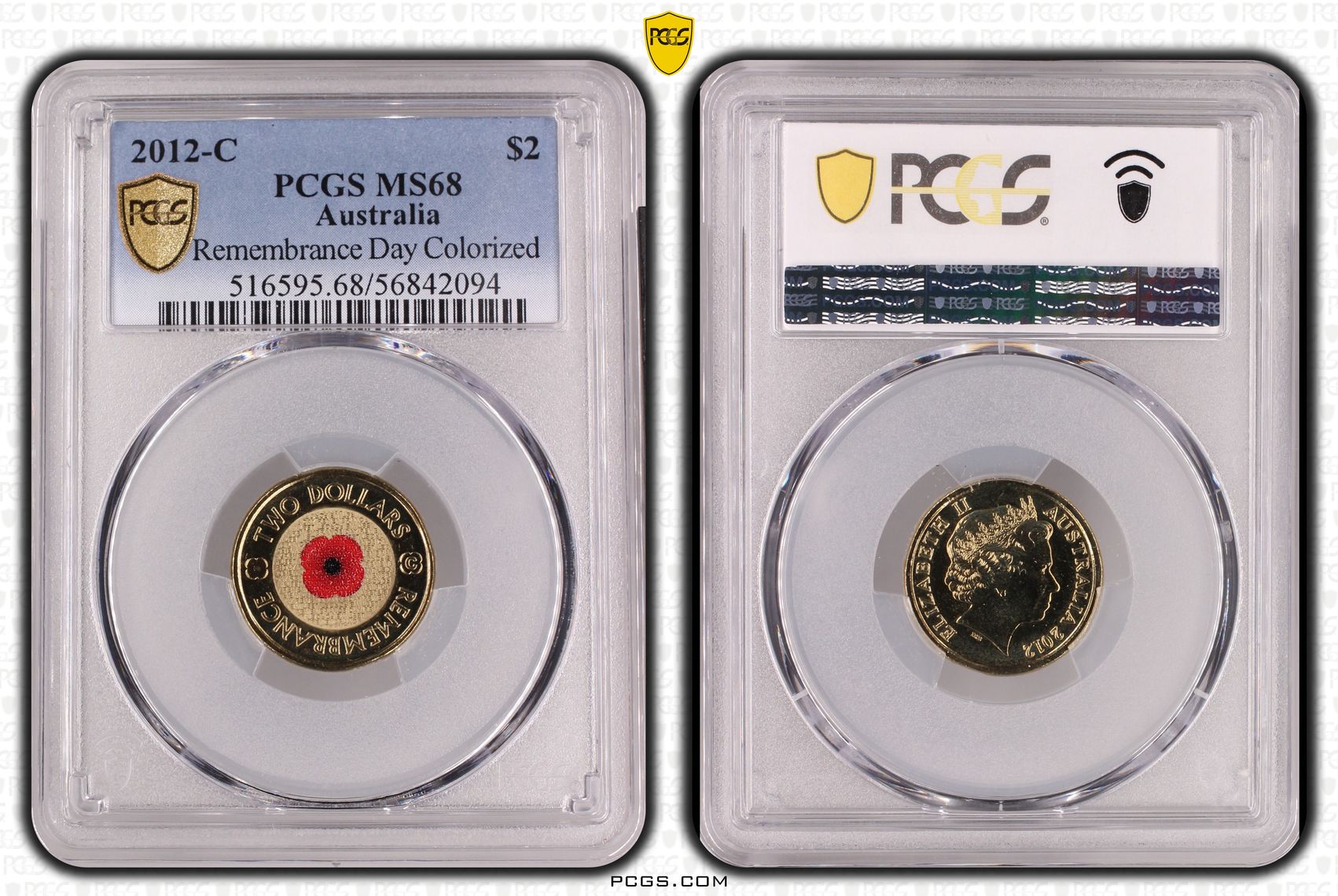 Remembrance Day Colourised, Two Dollar, 2012-C, MS68