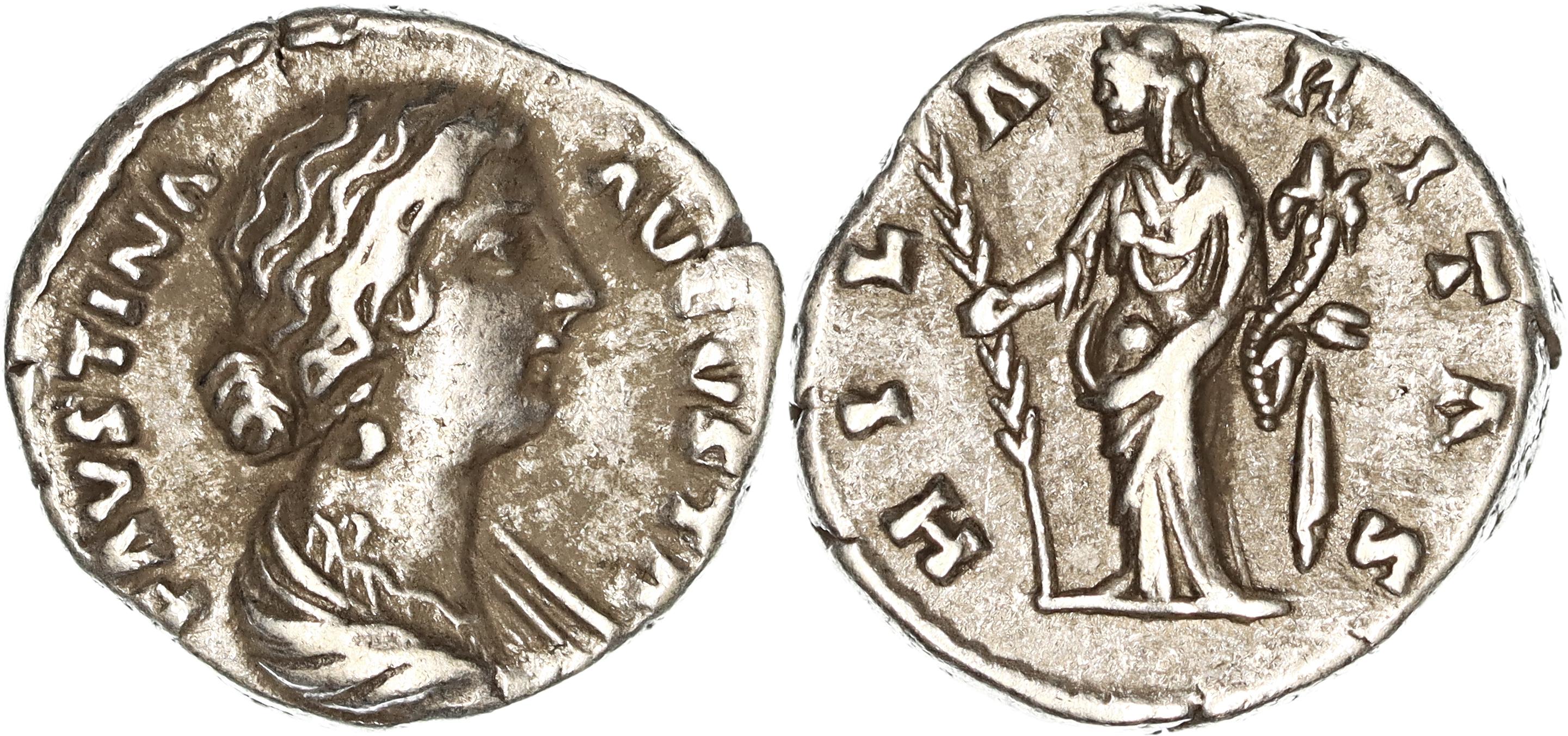 Roman Empire, Faustina II, Silver Denarius, 161-175 AD, VF