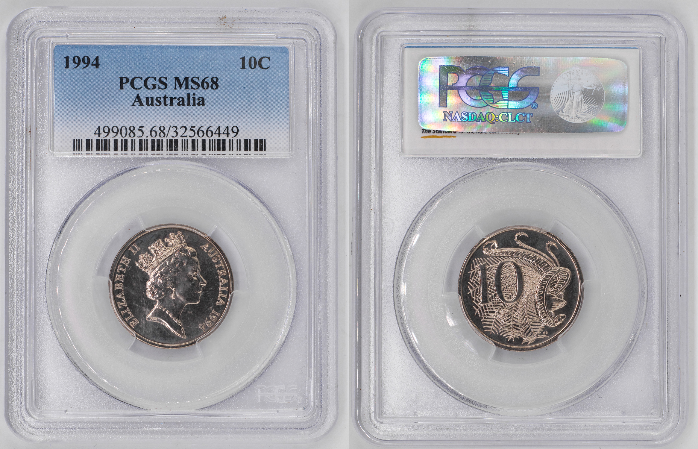 Elizabeth II, Ten Cent, 1994, PCGS MS68