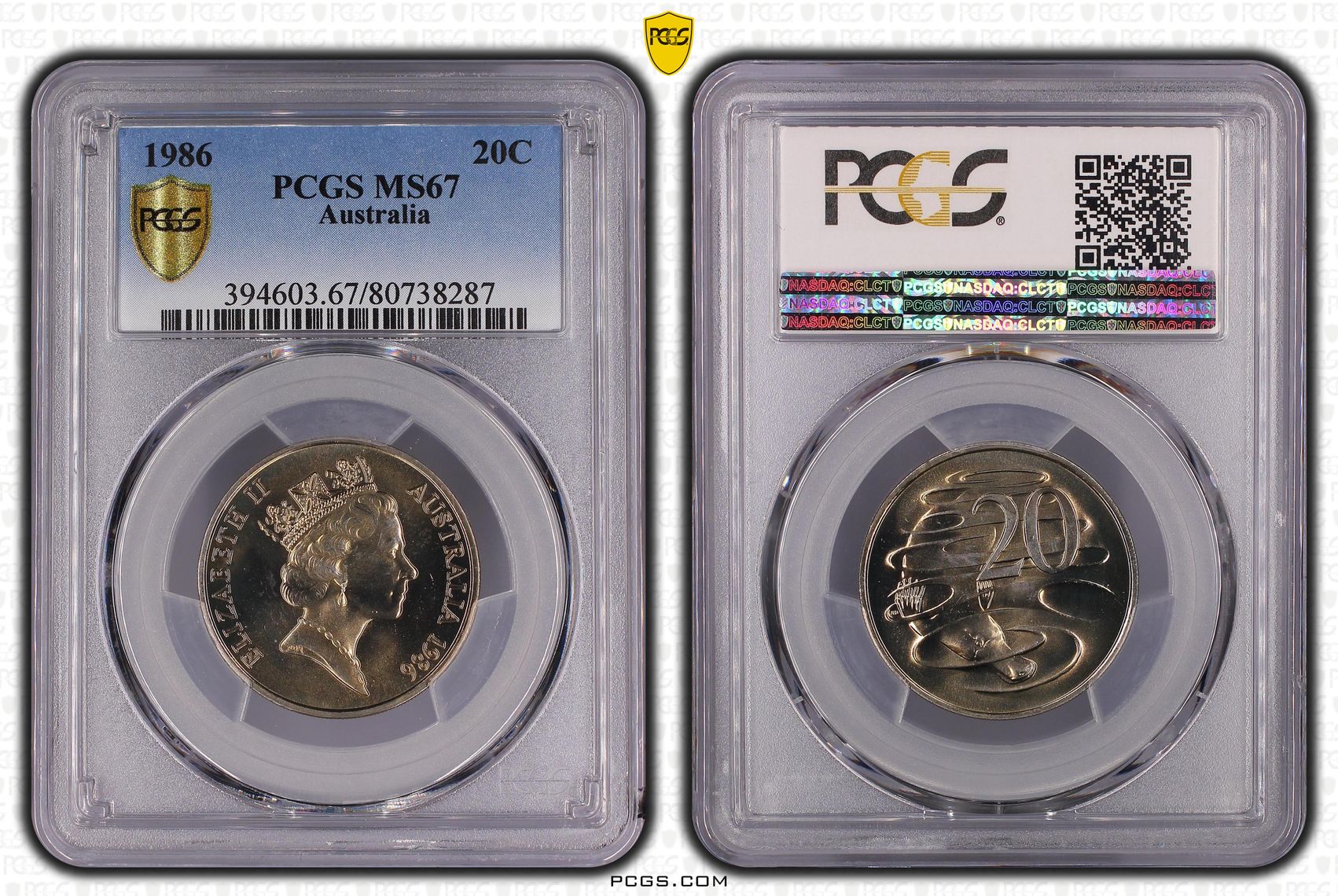 Elizabeth II, Twenty Cent, 1986, PCGS MS67