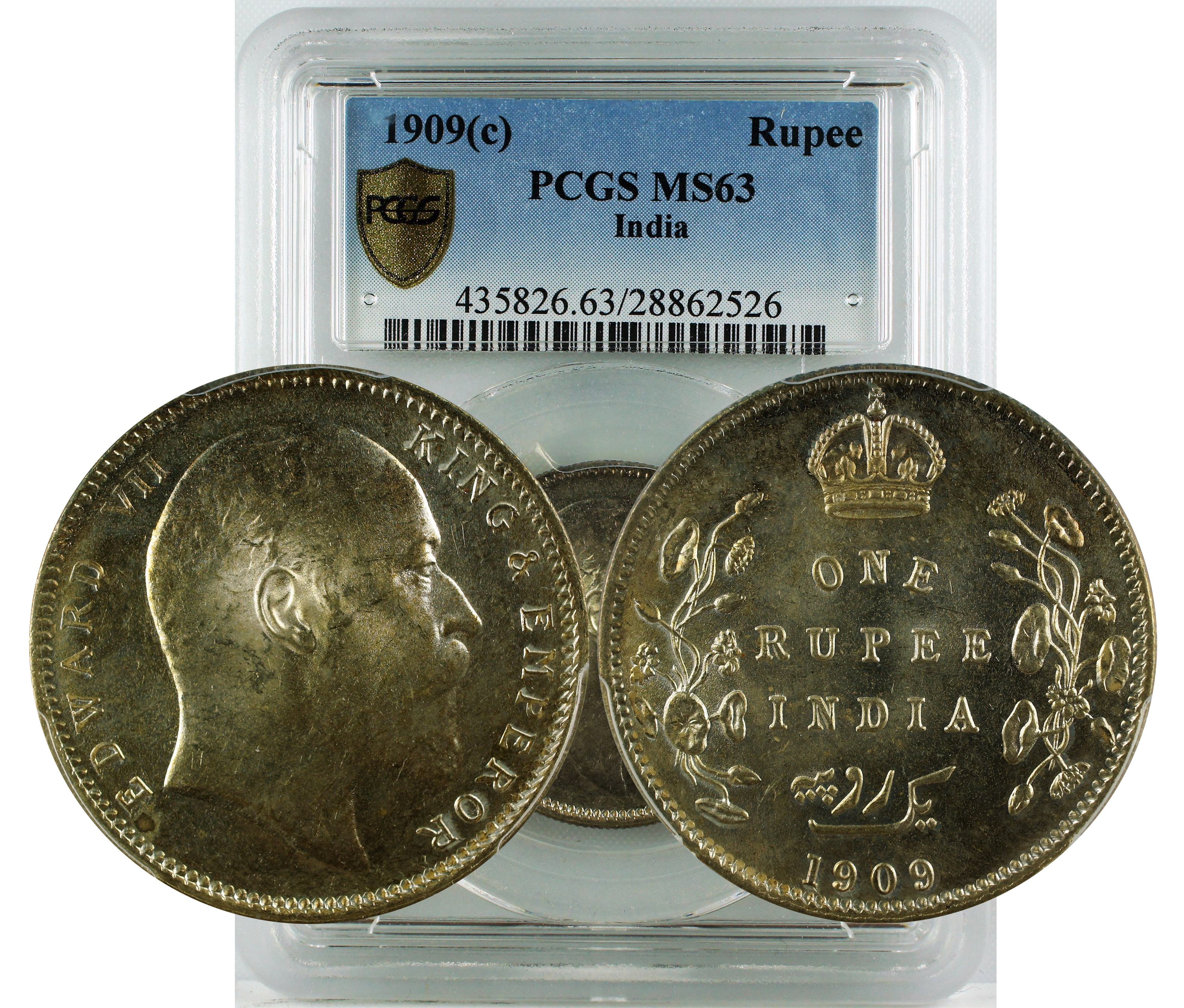 1909 C INDIA RUPEE MS63
