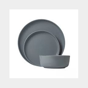 Embossed lines dinner set 16 piece light grey |