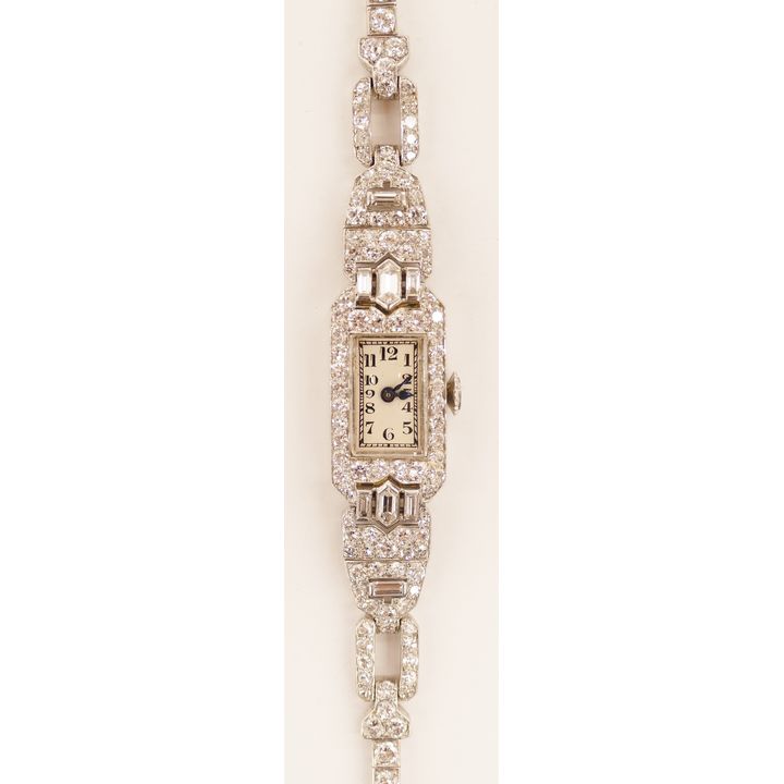 Lady's Patek Philippe Platinum & Diamond Band Watch