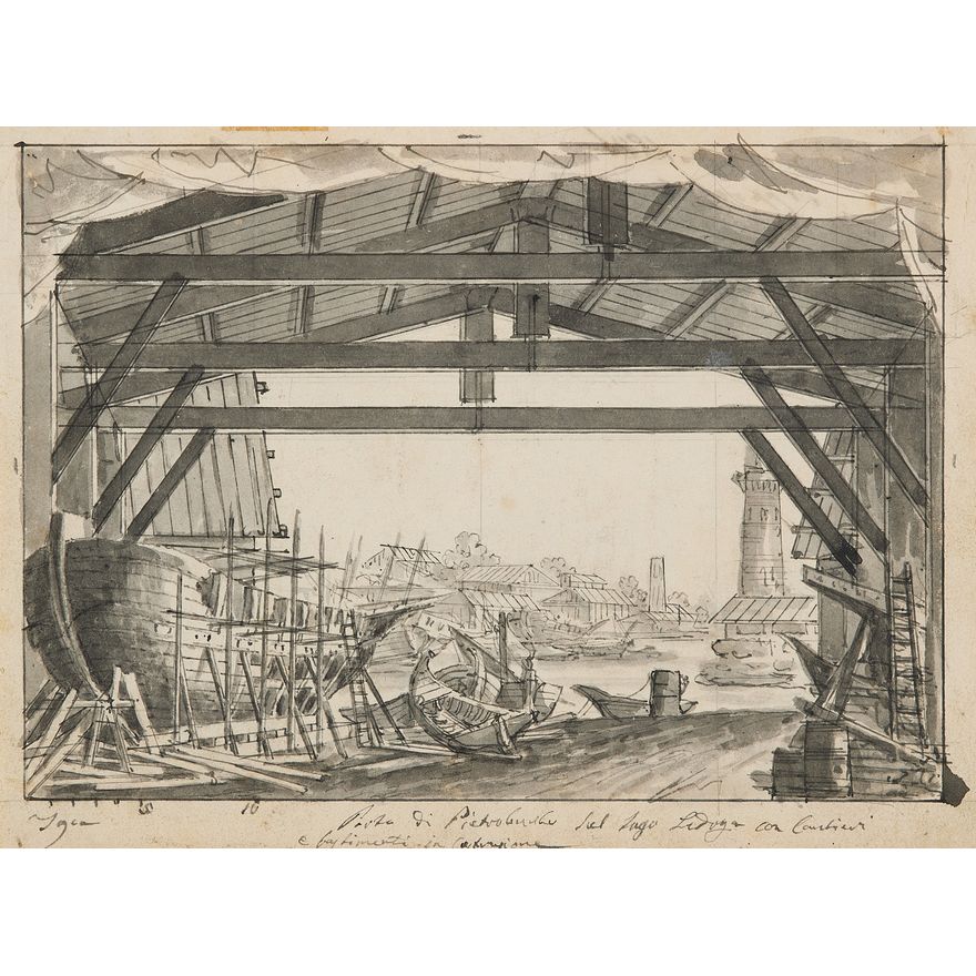 Stage Design as a boat yard, Circle of Fabrizio Galliani (1709-1790)