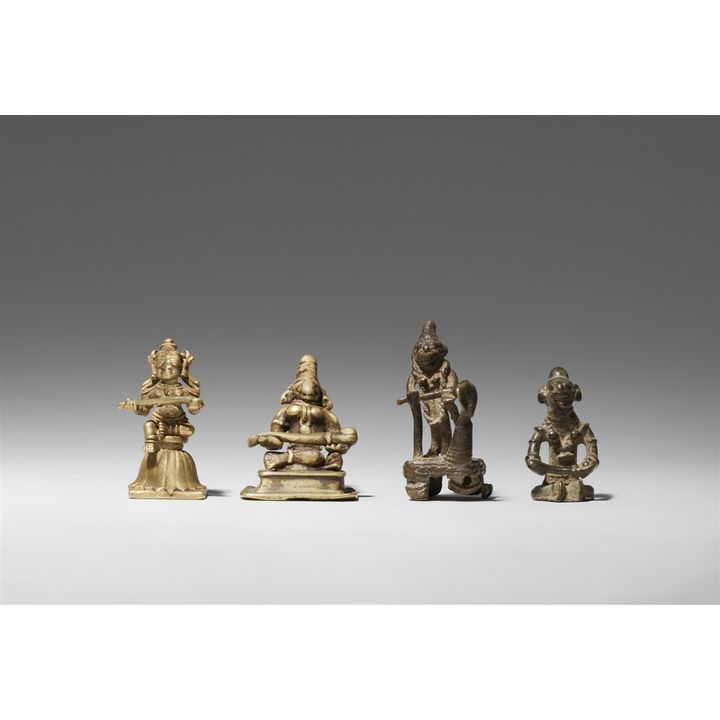 Four Central Indian copper alloy figures of Annapurna. 19th century