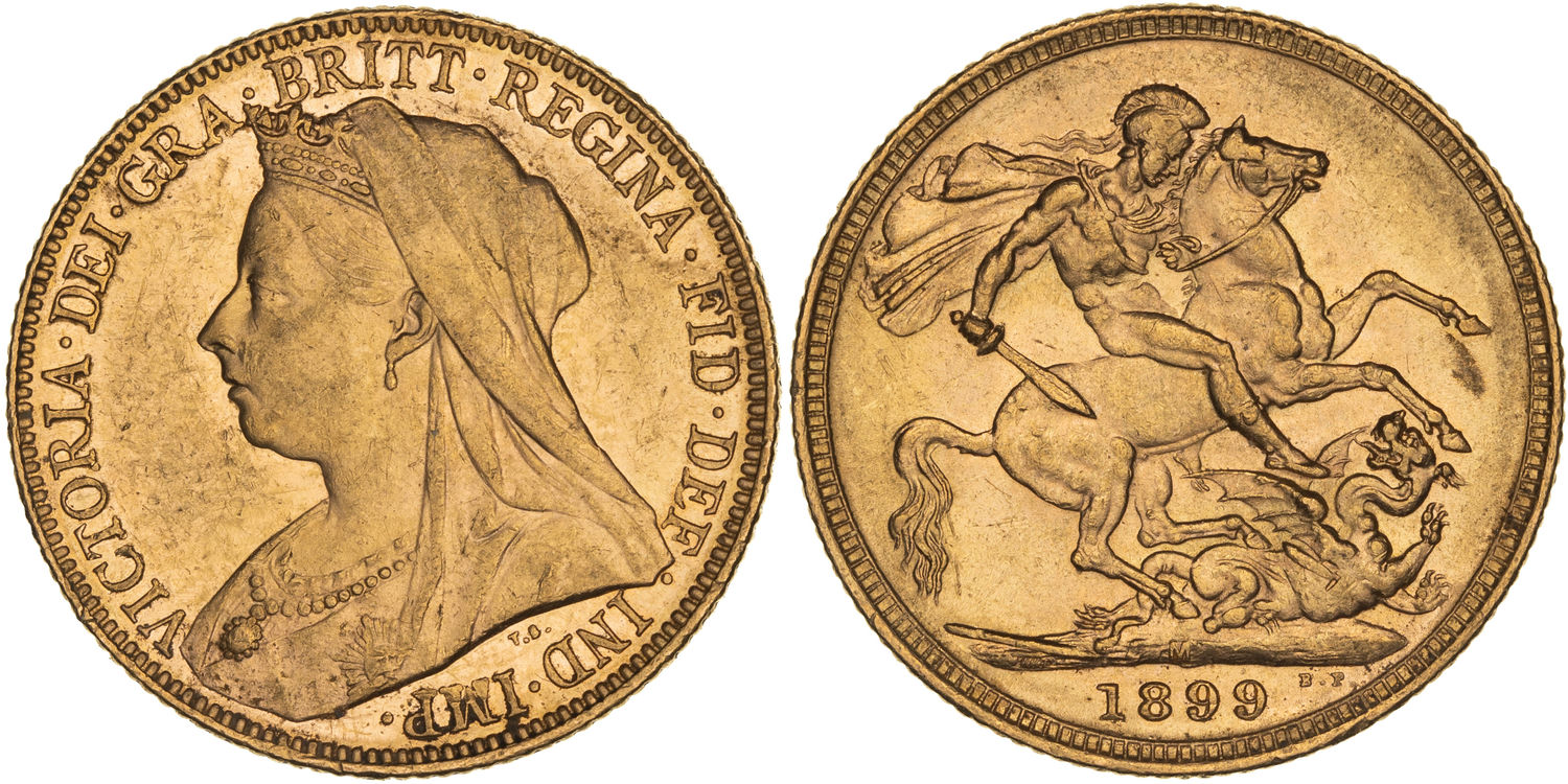 Victoria, St George Reverse, Sovereign, 1899-M, UNC