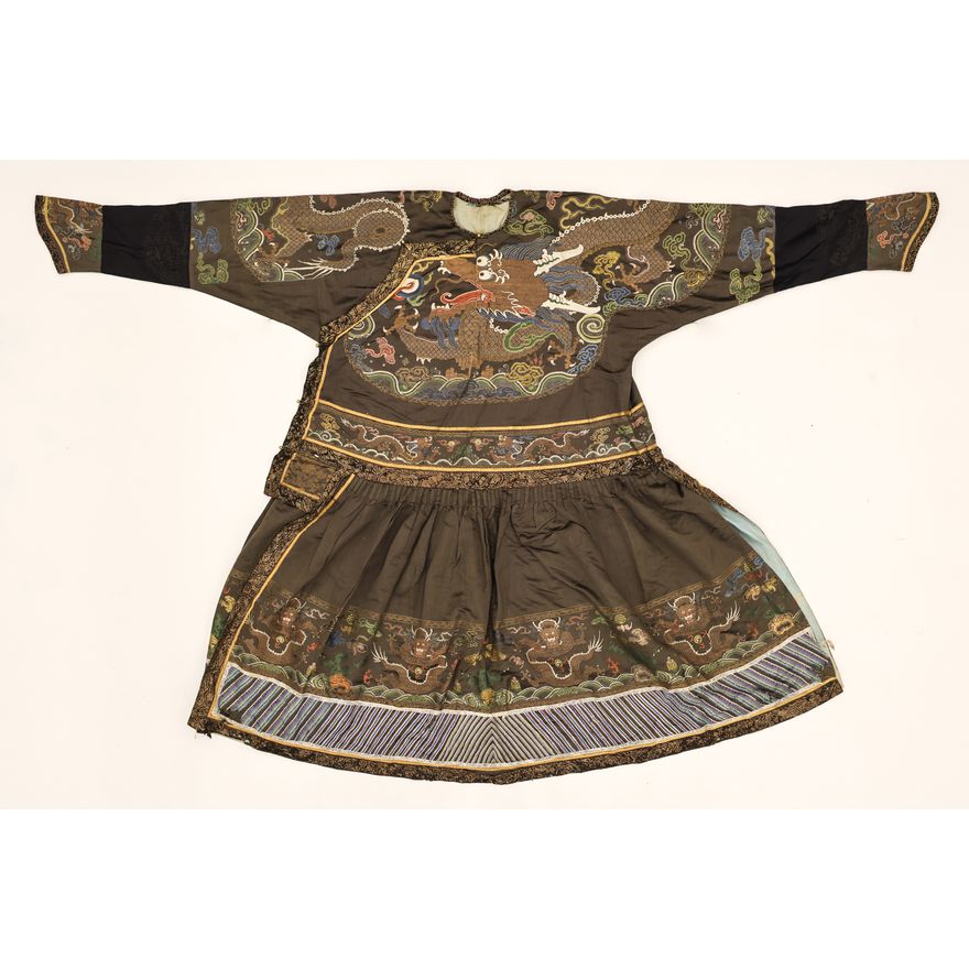 Unusual Chinese Silk Brocade Dragon Robe