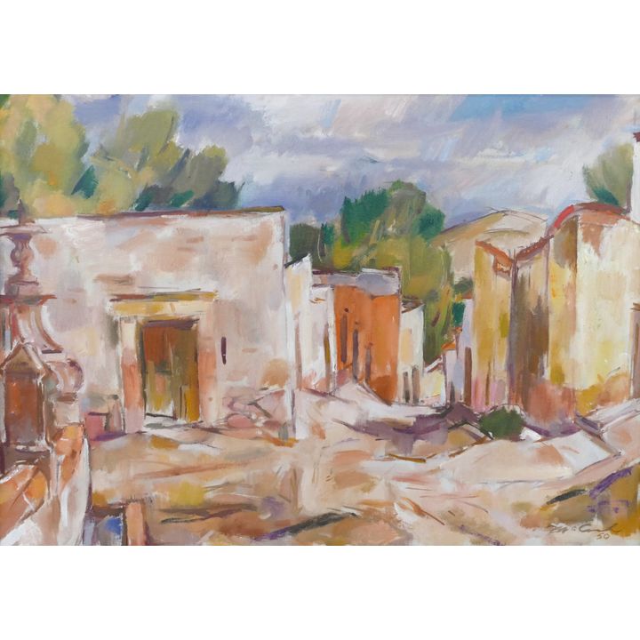David McCosh ''Street in San Miguel'' 1950 Oil
