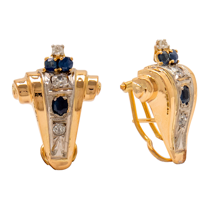 ARETES DE ZAFIROS CON DIAMANTES
