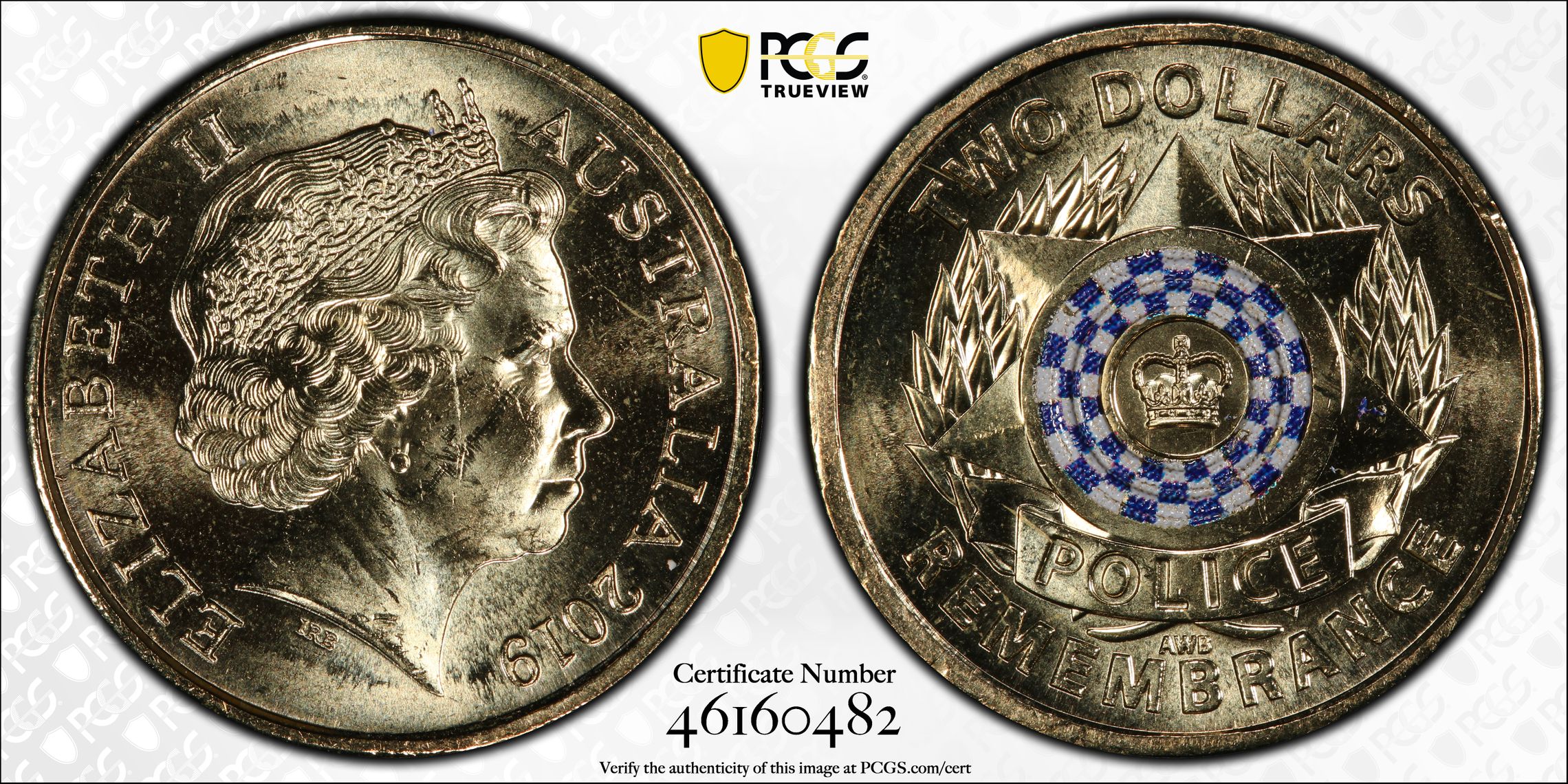 Elizabeth II, Police Remembrance, Two Dollar, 2019, PCGS MS64