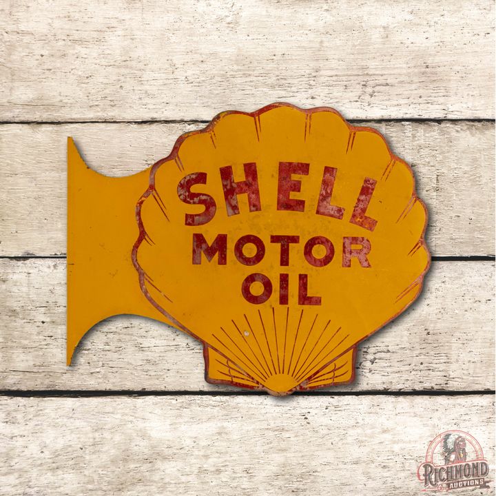 Shell Motor Oil Metal Flange Sign TAC 7 & 6