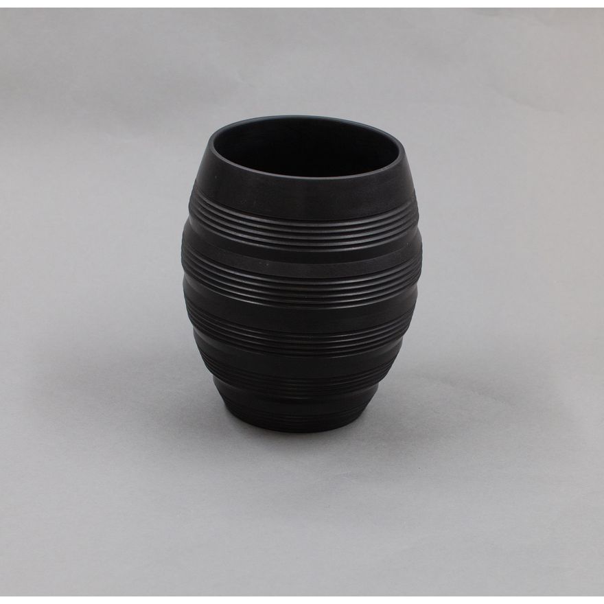 Keith Murray for Wedgwood - Rare black basalt 'Barrel' vase