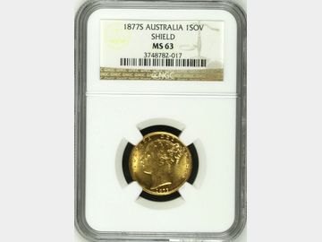 1877 VICTORIA SYDNEY MINT GOLD SOVEREIGN MS63 TOP POP! EQUAL FINEST