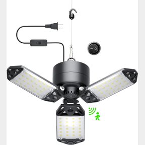 LED GARAGE LIGHT - 120W GARAGE LIGHT 12000LM 6500K DEFORMABLE LED GARAGE CEILING LIGHT, LED SHOP LIGHT WITH 5 MULTI-POSITION PANEL