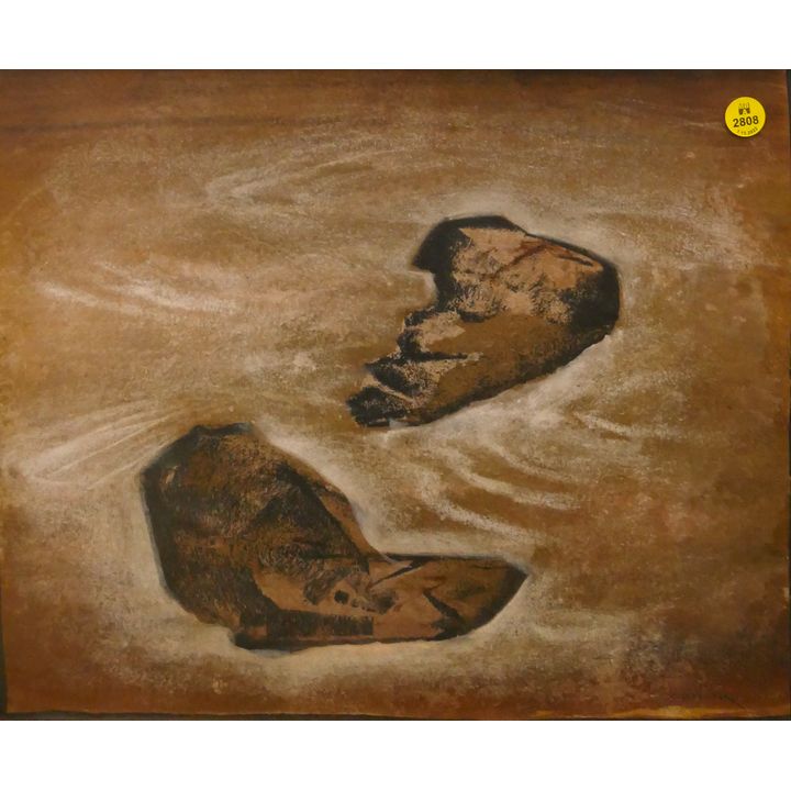 Charles Stegeman 'In the Stream' Abstract Painting Framed- 15x18''