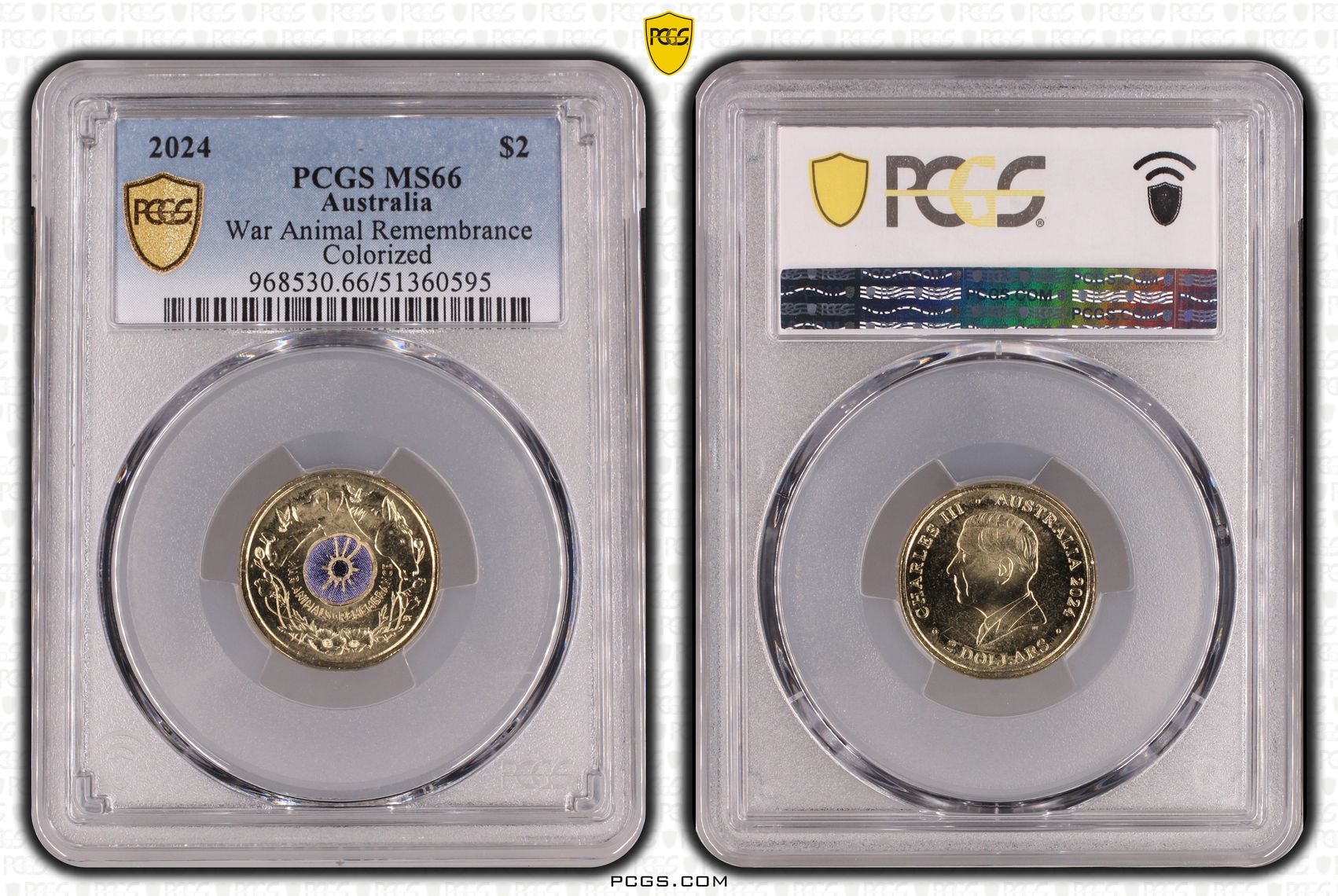 War Animal Remembrance Colorized, Two Dollar, 2024, PCGS MS66