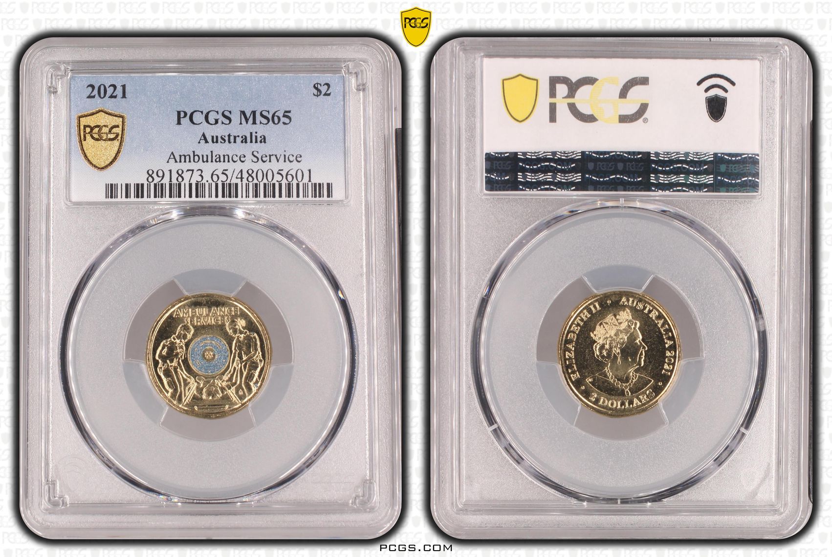 Ambulance Service - Colorized , Two Dollar, 2021, PCGS MS65