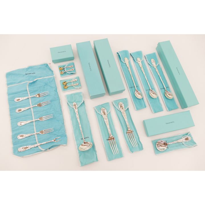 17pc Tiffany & Co. ''Chrysanthemum'' Sterling Small