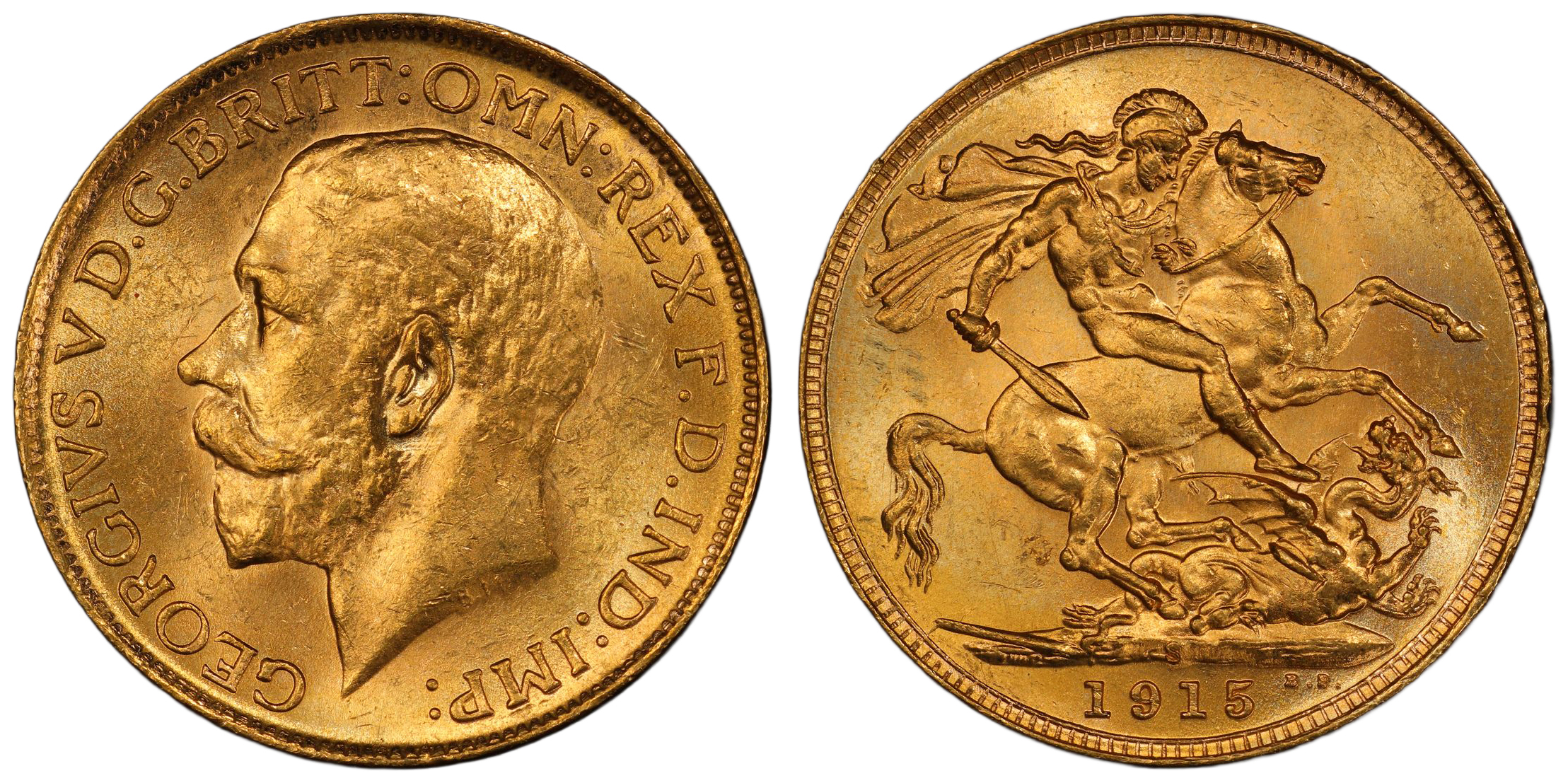 George V, Sovereign, 1915-S, PCGS MS 64