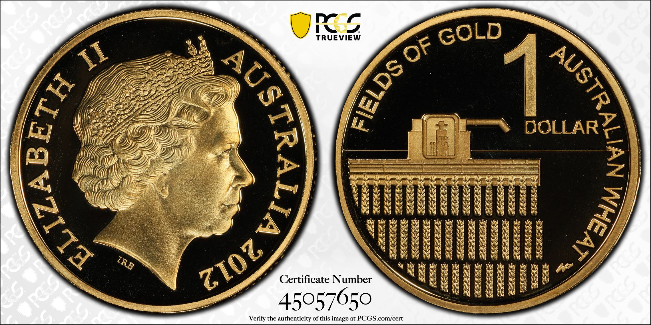 2012 Australia One Dollar, $1 Proof Fields of Gold Wheat PCGS - PR70DCAM POP 1/0 -650