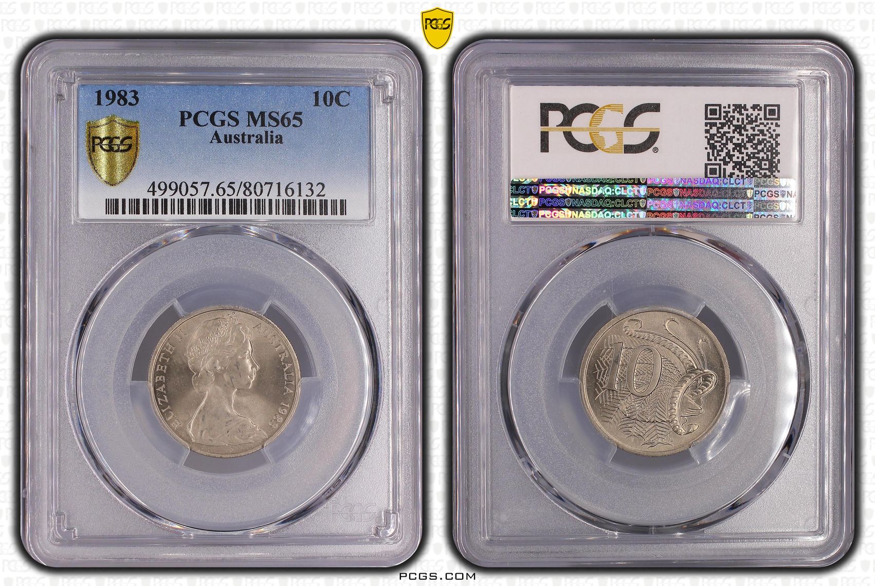 Elizabeth II, , Ten Cent, 1983, PCGS MS65