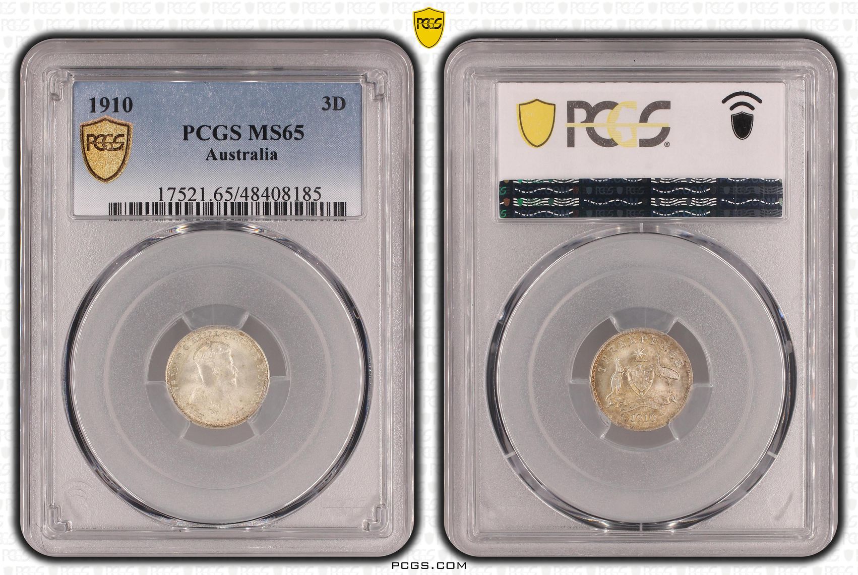 George VI, Threepence, 1910, PCGS MS65