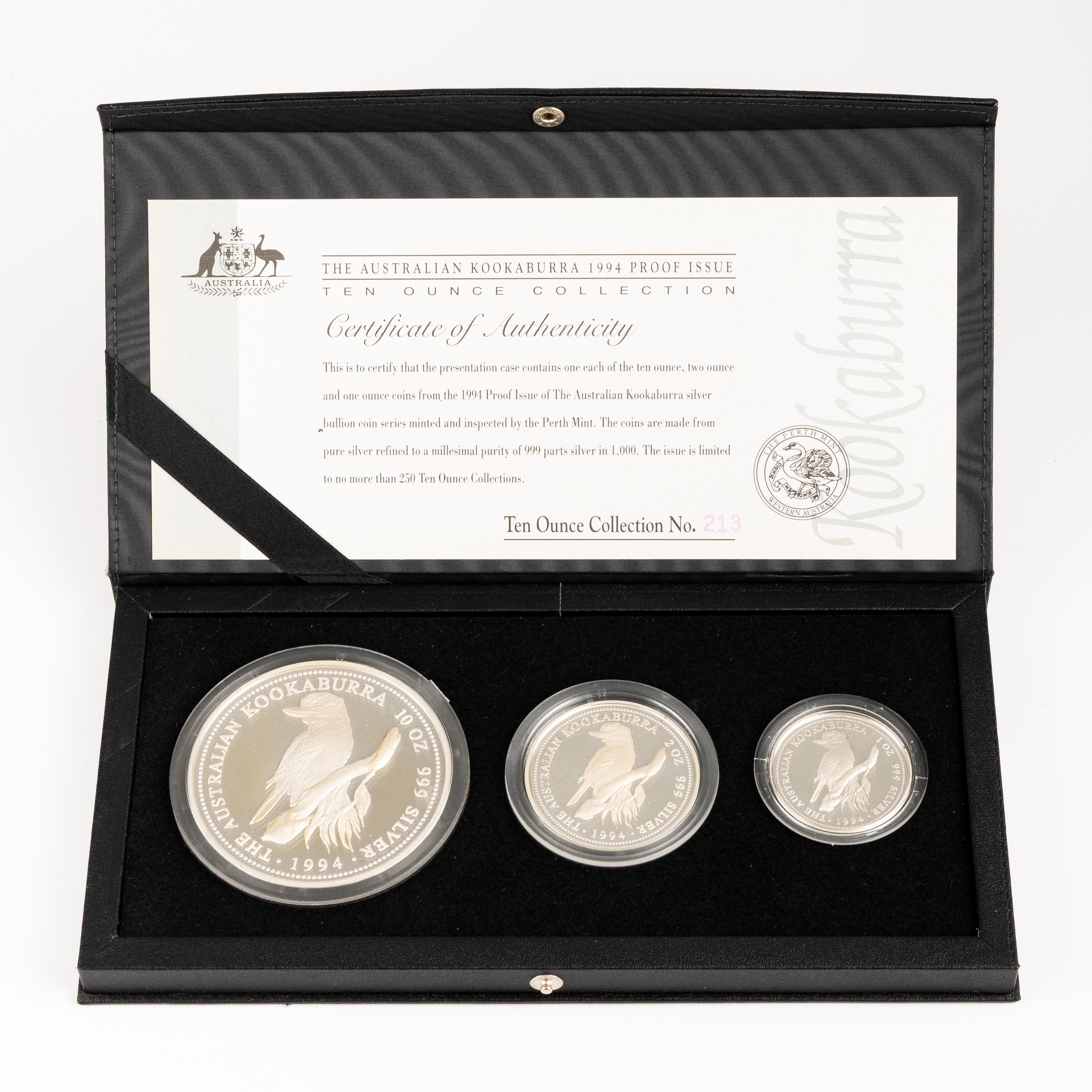 338 · Elizabeth II, Perth Mint - Australian Kookaburra, One Dollar - Ten Dollars, 1994, FDC