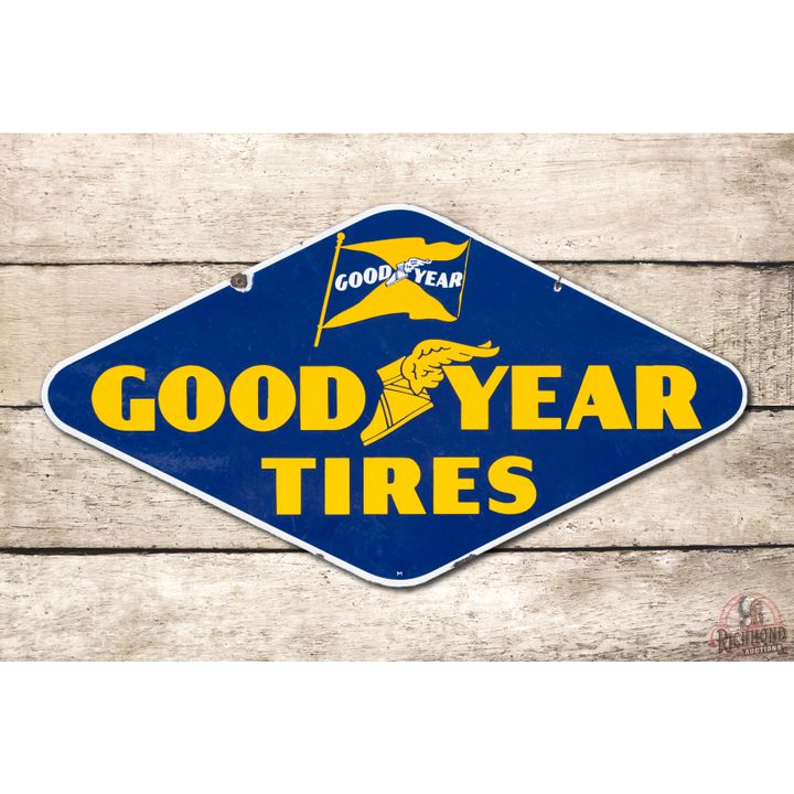 Goodyear Tires Multi Logo Double Sided Porcelain Sign TAC 9