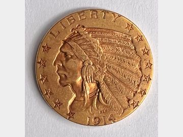 1914 USA INDIAN HEAD GOLD 5 DOLLAR COIN