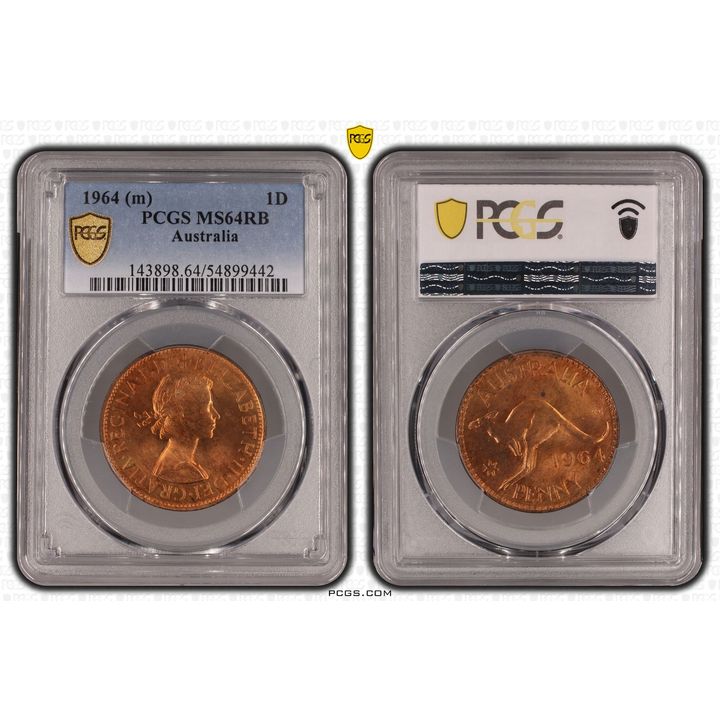 Elizabeth II, One Penny, 1964, PCGS MS64RB