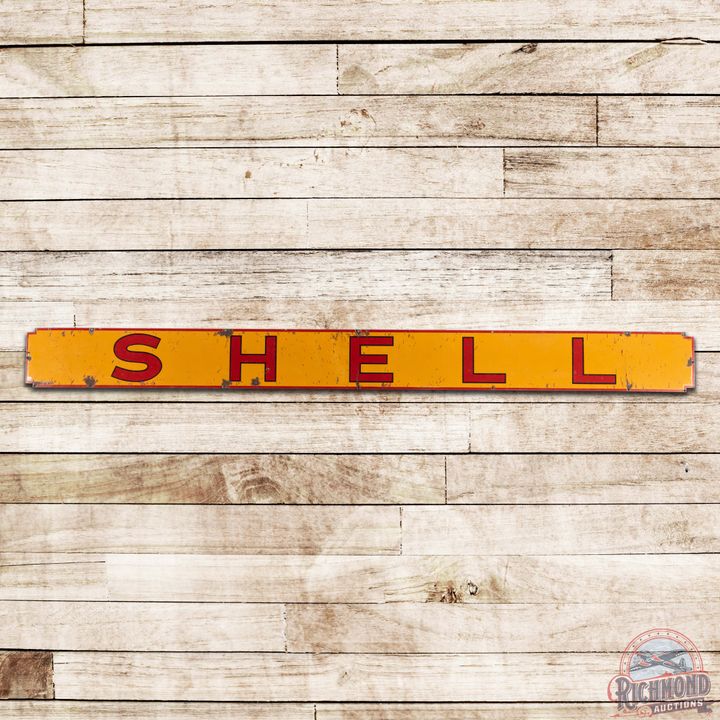 Shell Gasoline Service Station Horizontal Single Sided Porcelain Strip Sign